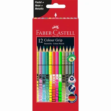 Faber-Castell színes ceruza készlet, háromszögletű, colour grip, 12 különböző szín
