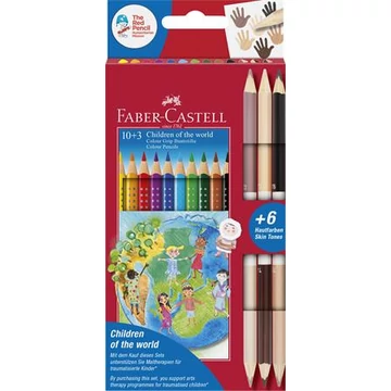 Faber-Castell színes ceruza készlet, háromszögletű, Children of the world, 10 + 6különböző szín