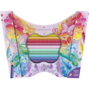Faber-Castell színes ceruza készlet, fém doboz, sparkle, 20 különböző szín, pillangó