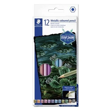 Staedtler színes ceruza készlet, hatszögletű, 146m, 12 különböző metál szín