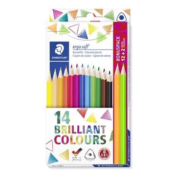 Staedtler színes ceruza készlet, háromszögletű, ajándék 2 db színes ceruzával, Ergo soft, 14 különböző szín