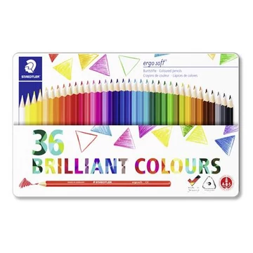 Staedtler színes ceruza készlet, háromszögletű, fémdobozos, Ergo soft 157, 36 különböző szín