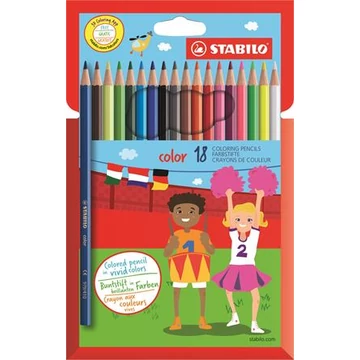 Stabilo színes ceruza készlet, hatszögletű,color, 18 különböző szín