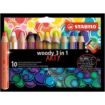 Stabilo színes ceruza készlet, kerek, vastag, Woody arty 3 in 1, 10 különböző szín