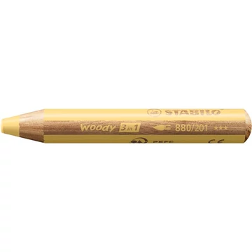 Stabilo színes ceruza, kerek, vastag, Woody 3 in 1 pastel, pasztell sárga