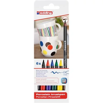 Edding ecsetirón készlet, porcelánra, 4200 family color, 6 különböző szín