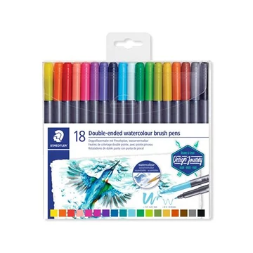 Staedtler ecsetirón készlet, 0,5-0,8/1,0-6,0 mm, kétvégű, 3001, 18 szín