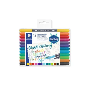 Staedtler ecsetirón készlet, 0,5-0,8/1,0-6,0 mm, kétvégű, 3004, 12 szín