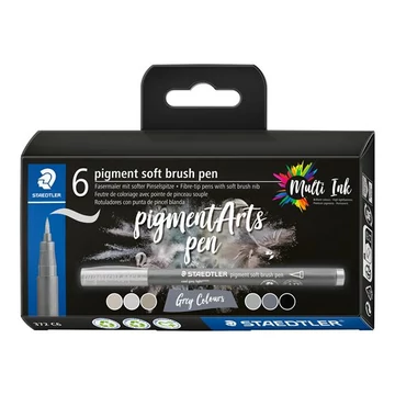 Staedtler ecsetirón készlet, pigment 372, 6 különböző fekete és szürke árnyalat