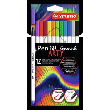 Stabilo Pen 68 Brush Arty ecsetirón készlet, 12 különböző szín