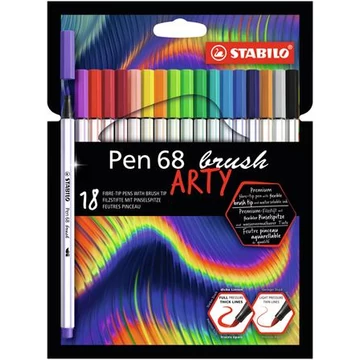 Stabilo Pen 68 Brush Arty ecsetirón készlet, 18 különböző szín
