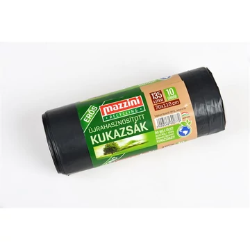 Mazzini szemeteszsák, újrahasznosított, erős, 135 l, 10 db,70x110 cm
