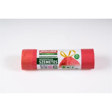 Mazzini szemeteszsák, újrahasznosított, húzófüles, 25 l, 20 db, 50x55 cm