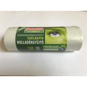 Mazzini szemeteszsák, szelektív hulladékhoz, újrahasznosított, erős, 135 l, 10 db, 70x110 cm