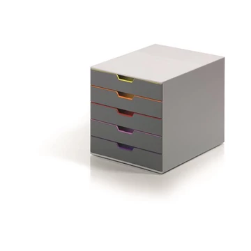 Irattároló, műanyag, 5 fiókos, DURABLE VARICOLOR 5, szürke