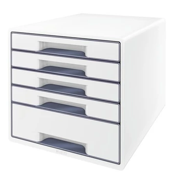 Irattároló, műanyag, 5 fiókos, Leitz wow cube, fehér/szürke