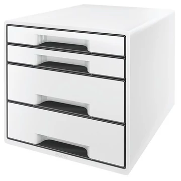 Irattároló, műanyag, 4 fiókos, Leitz cube, fehér