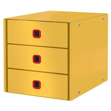 Irattároló, laminált karton, 3 fiókos, Leitz cosy click&store, melegsárga