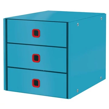 Irattároló, laminált karton, 3 fiókos, Leitz cosy click&store,  nyugodtkék