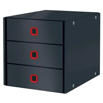 Irattároló, laminált karton, 3 fiókos, Leitz cosy click&store, bársonyszürke