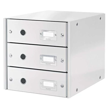 Irattároló, laminált karton, 3 fiókos, Leitz click&store, fehér