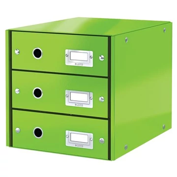 Irattároló, laminált karton, 3 fiókos, Leitz click&store, zöld