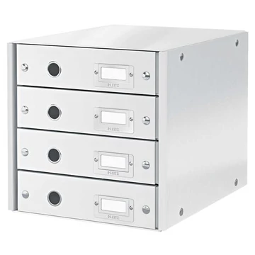 Irattároló, laminált karton,  4 fiókos, Leitz click&store, fehér