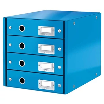 Irattároló, laminált karton, 4 fiókos, Leitz click&store, kék