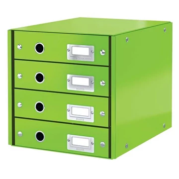 Irattároló, laminált karton, 4 fiókos, Leitz click&store, zöld