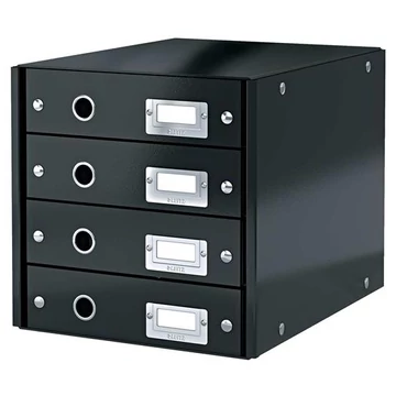 Irattároló, laminált karton, 4 fiókos, Leitz click&store, fekete