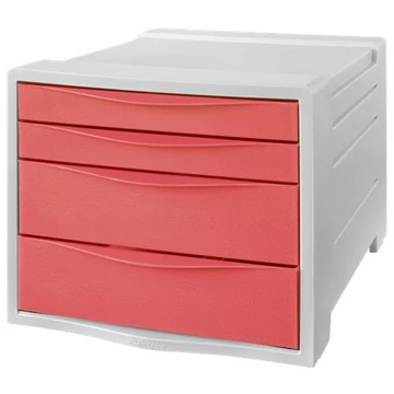 Irattároló, műanyag, 4 fiókos, Esselte colour`breeze, áttetsző korall