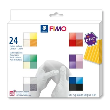 Gyurma, készlet, 24x25 g, égethető, Fimo effect colours 24 különböző szín