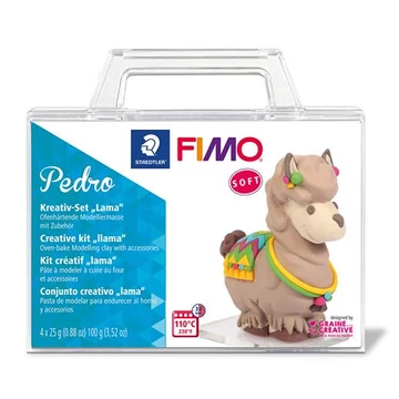 Gyurma készlet, 4x25 g, égethető, Fimo soft creative, pedro láma