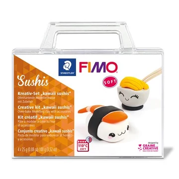 Gyurma készlet, 4x25 g, égethető, Fimo soft creative, sushi