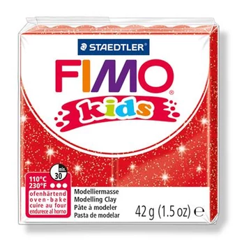 Gyurma, 42 g, égethető, Fimo kids, glitteres piros