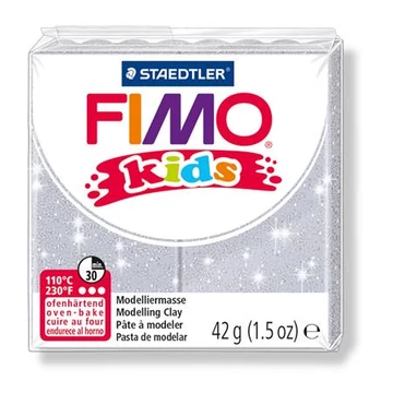 Gyurma, 42 g, égethető, Fimo kids, glitteres ezüst