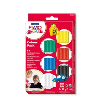 Gyurma készlet, 6x42 g, égethető, Fimo kids color pack, 6 alapszín