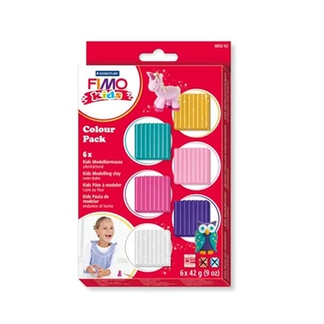 Gyurma készlet, 6x42 g, égethető, lányoknak, Fimo kids color pack, 6 különböző szín