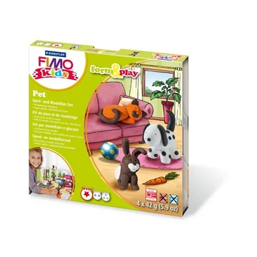Gyurma készlet, 4x42 g, égethető, Fimo kids form & play, állatok