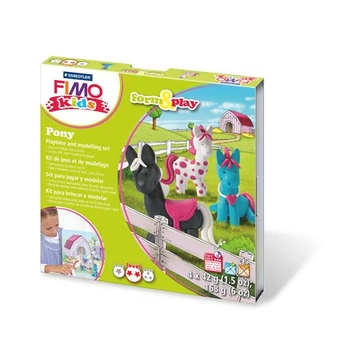 Gyurma készlet, 4x42 g, égethető, Fimo kids form & play, pónik