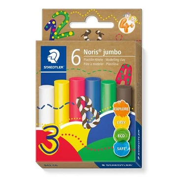 Modellező gyurma készlet, Staedtler noris jumbo 842, 6 különböző szín
