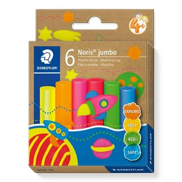 Modellező gyurma készlet, Staedtler noris jumbo 842, 6 különböző neon szín
