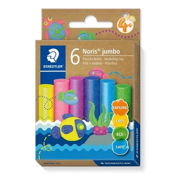 Modellező gyurma készlet, Staedtler noris jumbo 842, 6 különböző csillámos szín