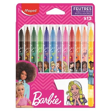Barbie kimosható filctoll készlet, 2,8 mm, 12 darabos