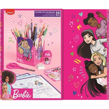 Barbie színező készlet ajándékodobozzal, 35 darabos