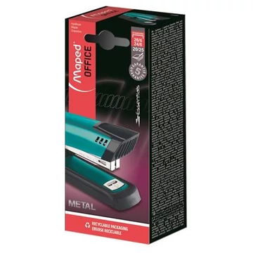 Tűzőgép, 24/6, 26/6, 25 lap, Maped essentials half-strip, türkiz