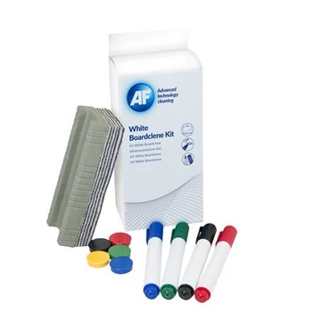 Tisztítófolyadék, táblához, szivaccsal, törlőkendővel, mágnessel, táblafilccel, 125 ml, Af whiteboard cleaning kit