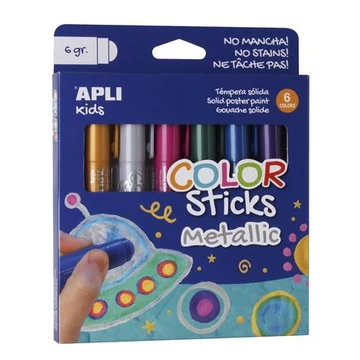 Apli Kids Color Sticks Metallic tempera kréta készlet, 6 különböző metál szín