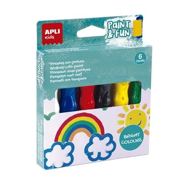 Apli Kids Paint & Fun tempera készlet, ecsetvégű tubusban, 6 különböző szín