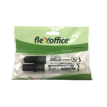 FlexOffice WB02 táblamarker, 2,5 mm, kúpos, 2 db, fekete